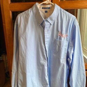 Port Authority Blue Casual Button Down Shirt Fall